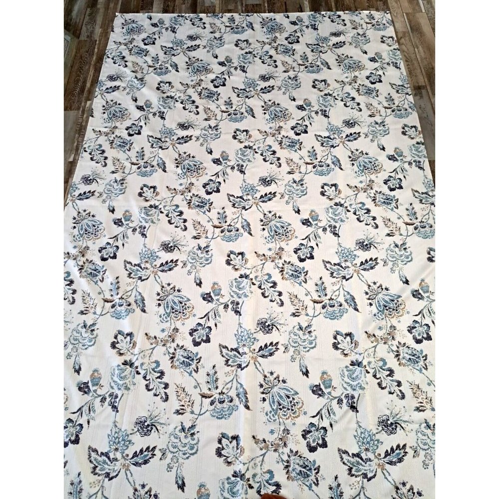 Rectangle Tablecloth Blue Lotus Floral Abstract White Damask Stripe Modern 99x60